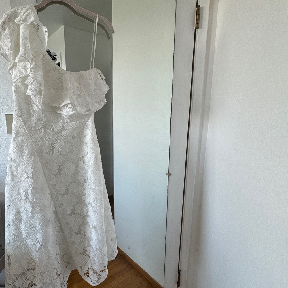 & other stories white bridal one shoulder floral cutout dress size US 4
